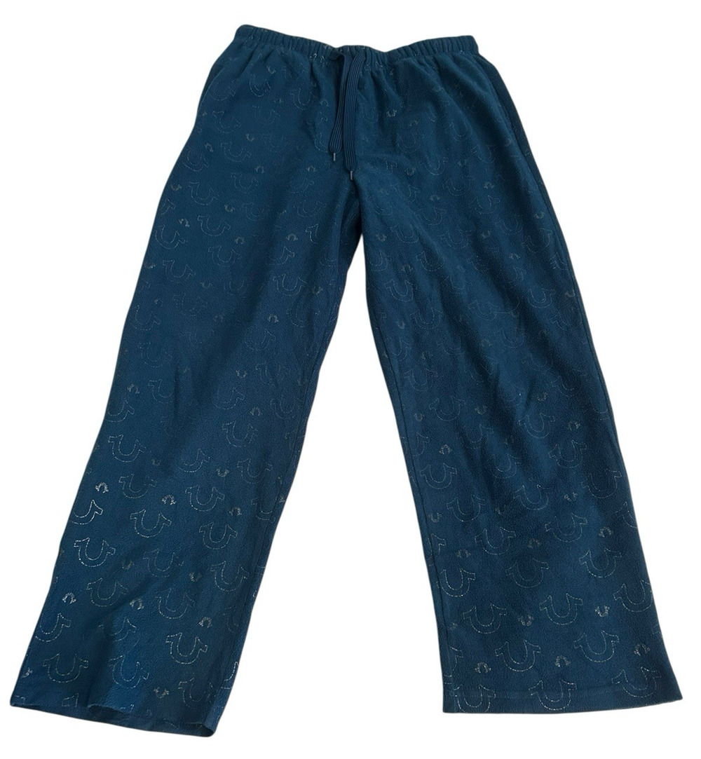 True Religion Loungewear Navy Blue Pants w/silver horseshoe MEN'S MEDIUM AOP